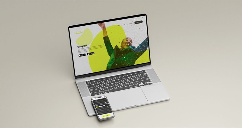 Simplist task-list app screens on laptop and phone